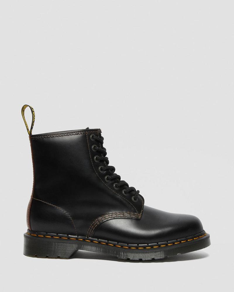 Men's Dr Martens 1460 Men's Abruzzo Leather Lace Up Boots Black / Brown | AU 517HAP